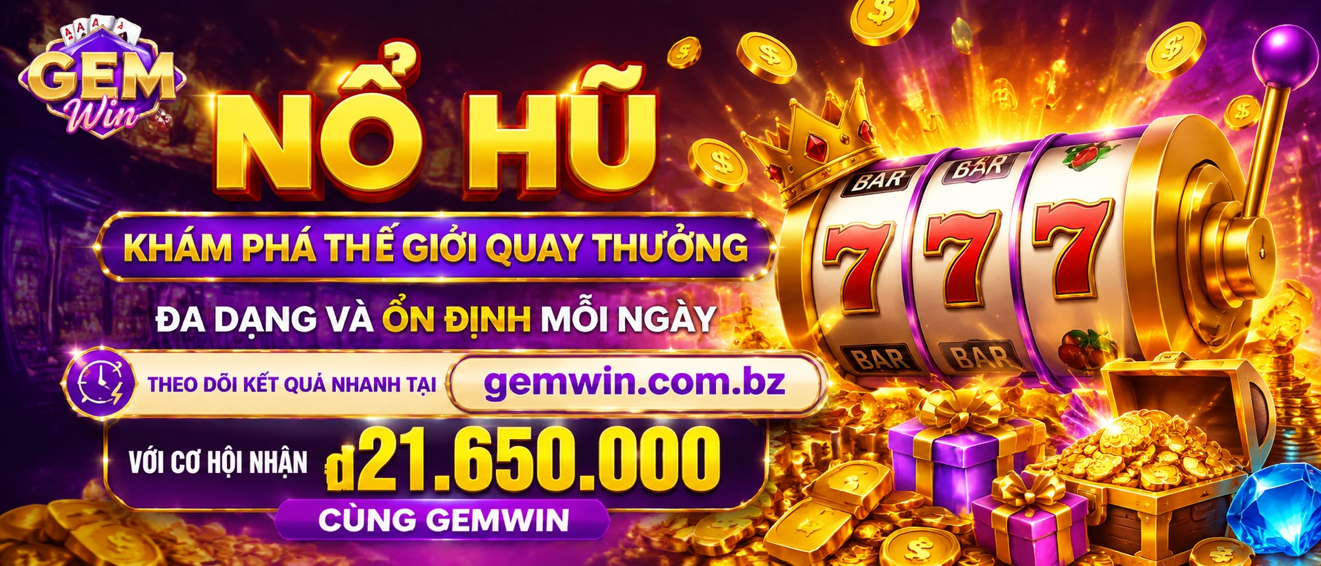 Danh mục game Nổ Hũ đa dạng trên Gemwin